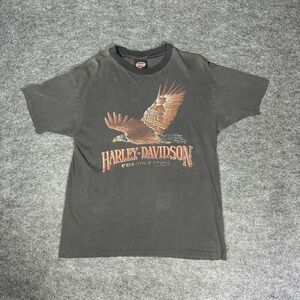 VINTAGE 1989 Men's XL: Harley Davidson Eagle Graphic T-Shirt - SINGLE STITCH